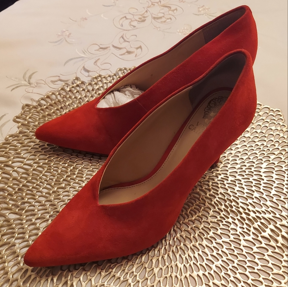 Vince Camuto Red Suede Heels Pumps